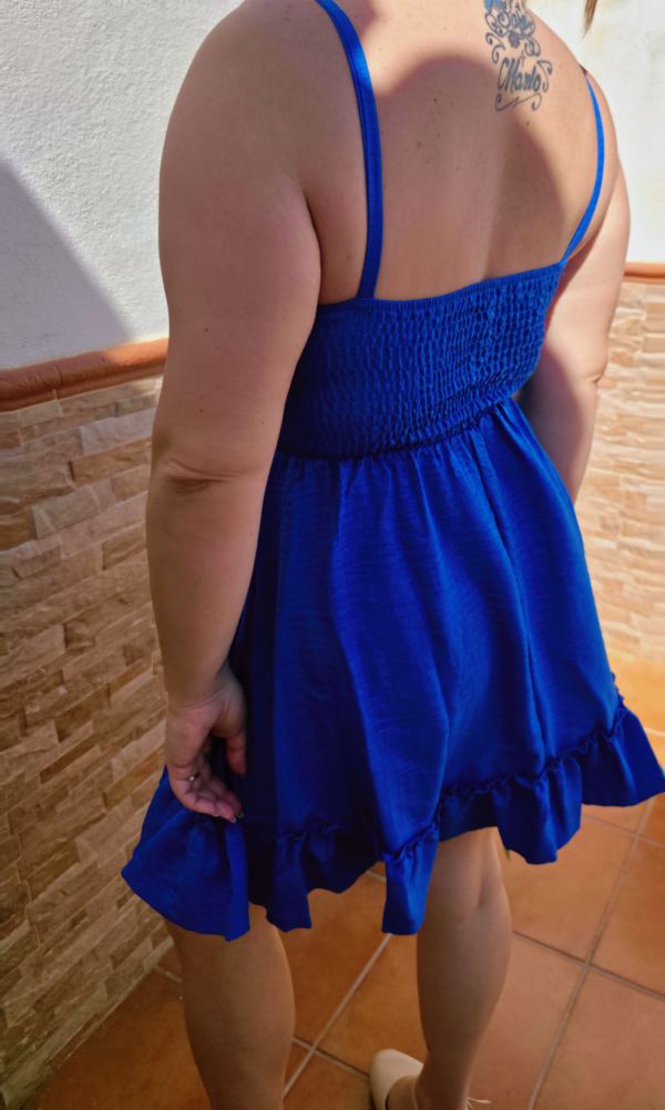 Vestido corto de tirantes azul marino