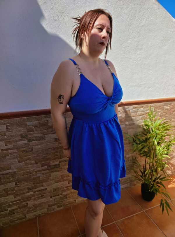 Vestido corto de tirantes azul marino